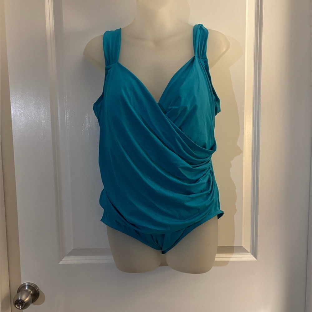 Women's Jantzen Maillot One-Pc Teal/Turquoise Swimsuit Sz 20 - Picture 2 of 6